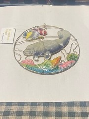 Peralized Shell suncatcher Manatee Fish 6″