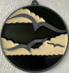 Glass Abstract Suncatcher Birds and Clouds Design Hanging Ornament H4