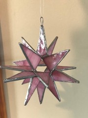 18 Point-Stained Glass 3D Star Ornament 5″x 5″ Pink