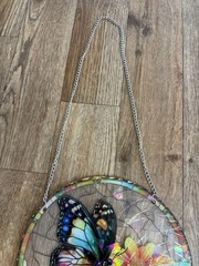 Vibrant Lightweight Acrylic Butterfly with Flowers Suncatcher