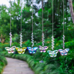 6Pcs Crystal Butterfly Suncatchers Hanging Ornaments, Rainbow Maker Sun Catchers