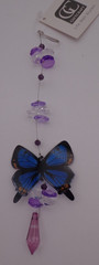 Purple and Clear Crystal Accent Translucent Blue Butterfly Prism Suncatcher