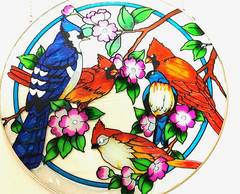 Multi Bird Suncatcher Stained Glass Window Hanging