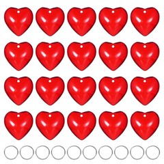 20PCS Crystal Smooth Heart Shape Prisms, 20mm/0.79″ Pendant Hanging [Bright Red]