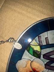 AMIA Flowers Butterfly Welcome Sign Stained Glass Hanging Suncatcher 7”x 5.25”