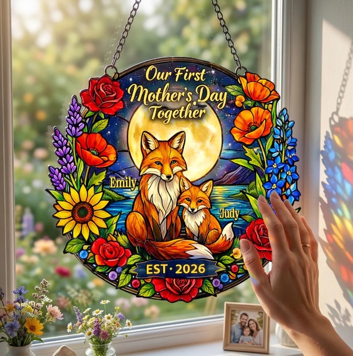 First Mother’s Day Together Fox Suncatcher -Personalized Gift For Mom