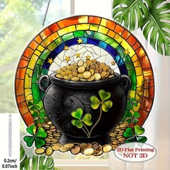 Colorful Acrylic Suncatcher Rainbow Pot of Gold St. Patrick’s Day Window Hanging