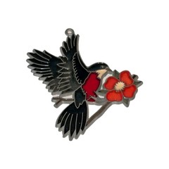 Hummingbird Stained Glass Suncatcher Window Decor Bird Flower 5×4 1/4 Hanger