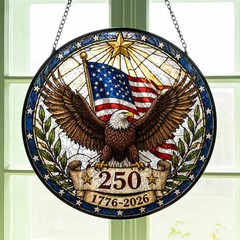 Eagle Floral Stained Glass Suncatcher Nature Bird