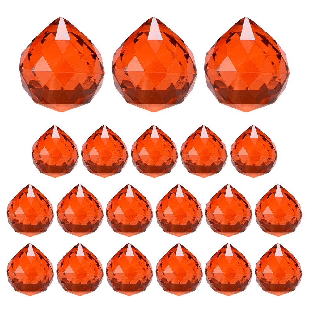 20-Pack Crystal Ball Prisms, 24mm/0.94 Inch Pendant Hanging [Red Brown]
