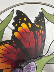 Hand Painted Stained Glass Butterfly Flower Sun Catcher Home Decor