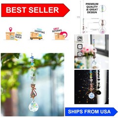 Art Deco Hanging Cat Suncatcher – Colorful Crystal Decoration for Windows