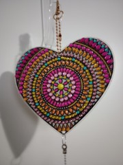NEW Heart Mandala Suncatcher Hanging Ornament Rainbow Beads Prism Drop Boho…