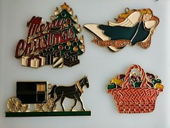 4 Vtg Christmas Xmas Ornaments Holiday Tree Angel Stained Glass Resin Suncatcher
