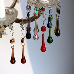 12pcs Raindrop Crystal Chandelier Prisms Parts, Colored 53mm Hanging Crystals…
