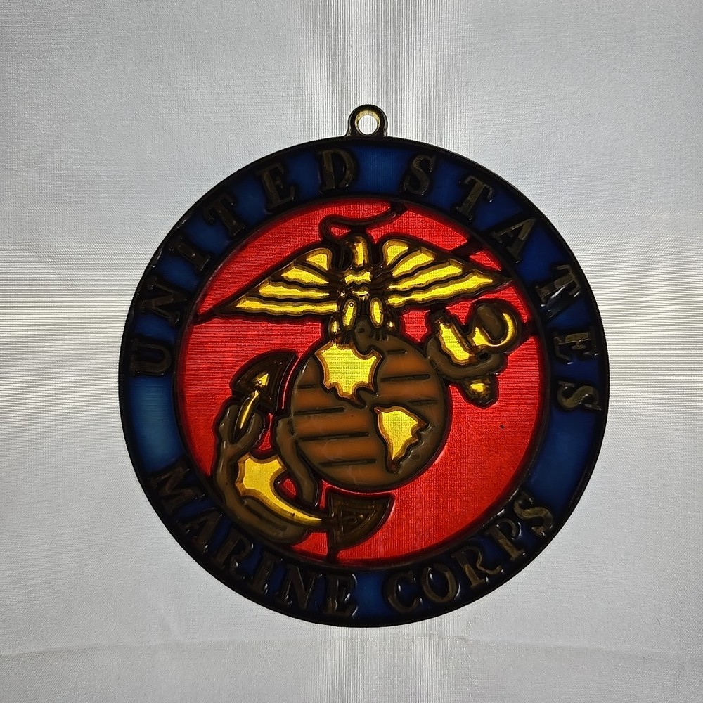United States Marine Corps Enamel Stained Glass 4.5″ Suncatcher Ornament