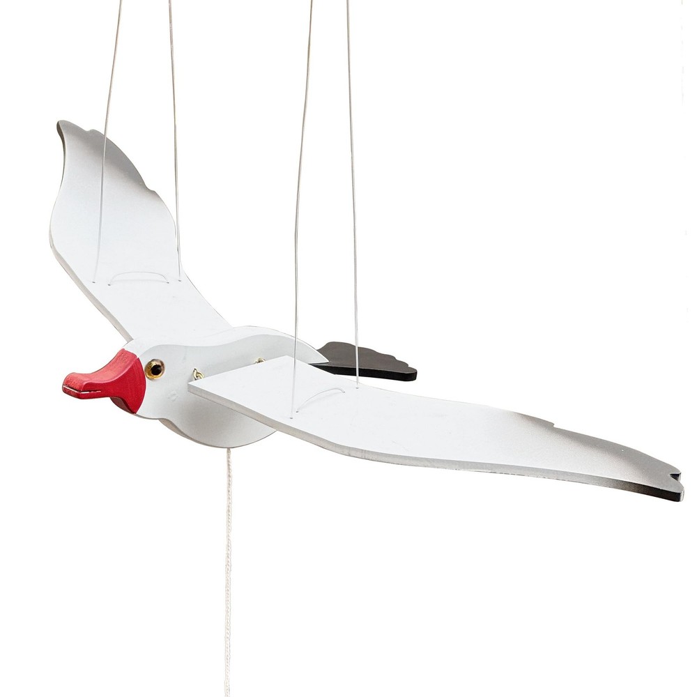 NAUTIMALL Wooden Flying Seagull Decorative Hanging Mobile Nautical Ornament N…