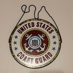 Handpainted U.S. COAST GUARD Suncatcher, 6″ Sun Catcher Stained glass