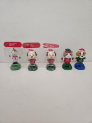 Lot of 5 Solar Powered Dancing Bobblehead Holiday Christmas Characters