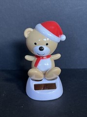 New Solar Powered Dancing Toy Bobble Head Christmas Teddy Bear with Santa Hat