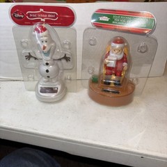 2 Solar powered bobble head Snowman And rocking chair Santa , Let The Sun Shine