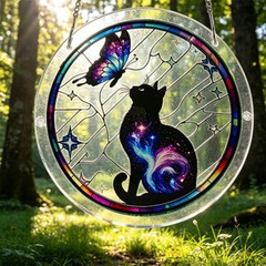 Witchy Cottagecore Black Cat Acrylic Jigsaw Puzzle Suncatcher Cosmic Home Art