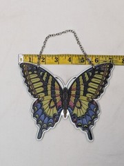 Amia Handcrafted Glass Blue Yellow Red Butterfly Window Sun-Catcher 7” Denver