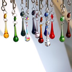 12pcs Raindrop Crystal Chandelier Prisms Parts, Colored 53mm Hanging Crystals…