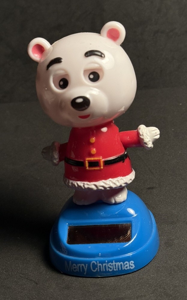 Solar Power Bobble Head Dancing Polar Bear White