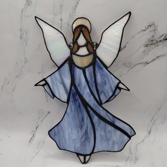 Stained Slag Glass Angel Suncatcher Window Hanging 10.75″