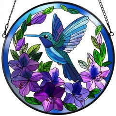 Hummingbird Stained Glass Suncatcher for Windows – Nature-Inspired Home Decor