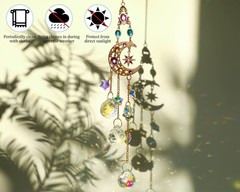 Handmade Crystal Moon and Star Suncatchers for Home and Garden Decor