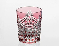 Kagami Crystal Japanese Edo Kiriko glass with pleated square lattic From Japan