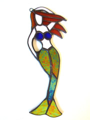 Stained Glass Mermaid Suncatcher Art Ocean Decor Ornament