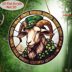 Colorful Acrylic Suncatcher St. Patrick’s Goat Leprechaun Window Hanging Decor