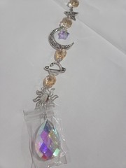 Glass Metal Suncatcher with Moon, Star, Planet, Sun Charms, Silver Gold