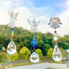 3 Piece Angel Crystal Suncatcher Set Heart Prism Window Decor Wedding Gift