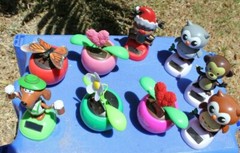 Set of 9 Sample, Floor Model Solar Toys, no boxes, Owl, Butterfly, Dog and more