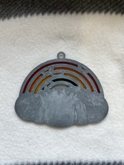 VINTAGE STAINED GLASS ART SUNCATCHER RAINBOW LOVE DECOR