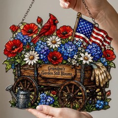 Patriotic Flower USA Window Suncatcher Ornament Decor