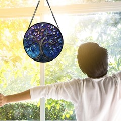 “Stained Glass Tree of Life Sun Catcher Colorful Window Decor for All