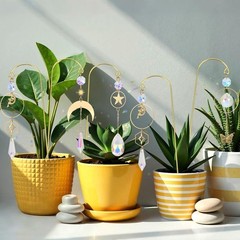 Crystal Sun Catchers for Garden and Indoor Decor Gold 6 Pack
