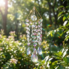 Crystal Suncatchers for Window – Handmade Glass Wind Chime, Rainbow Maker Decor