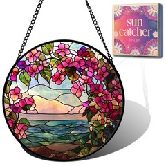 Birthday Gifts for Women – Ocean Flowers Faux Stained Glass Window Hanging Su…
