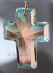 50mm Cross Clear AB Crystal Pendant Suncatcher 2″