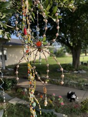 Glass, Pearl Crystal Spider Suncatcher Hanging Garden,Window Decor Ivory