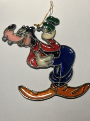 Kurt Adler Stained Glass-Plastic Goofy Suncatcher Ornament Plastic Vtg 1983 .1