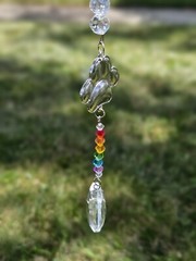 Paw Print Pet Memorial Suncatcher Heart Crystals Prisms Hanging Garden Decor