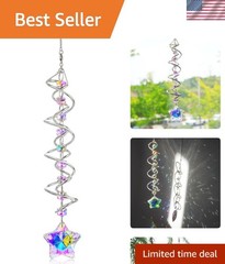 Mesmerizing 21-Inch Double-Spiral Suncatcher – Weather-Resistant Crystal Decor