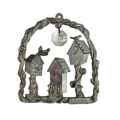 Spoontiques Pewter Ornament Suncatcher Prism Birdhouses 3″ #2387
